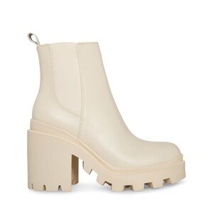 Steve Madden Roxie Leather Cream Chunky Ankle Boots